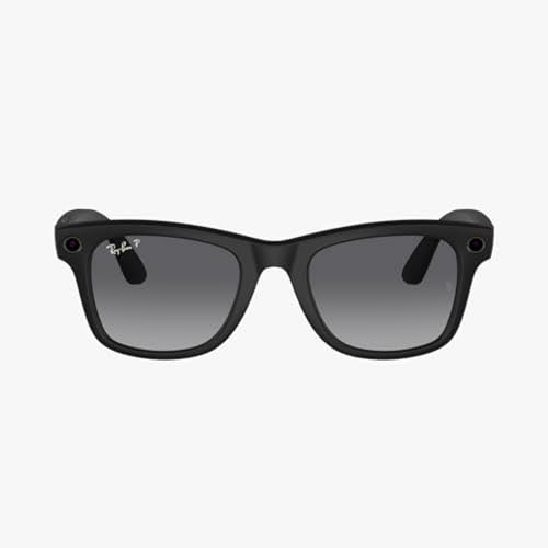 Meta Ray-Ban Smart Glasses, Wayfarer, Matte Black/Polarized Gradient Graphite, Large