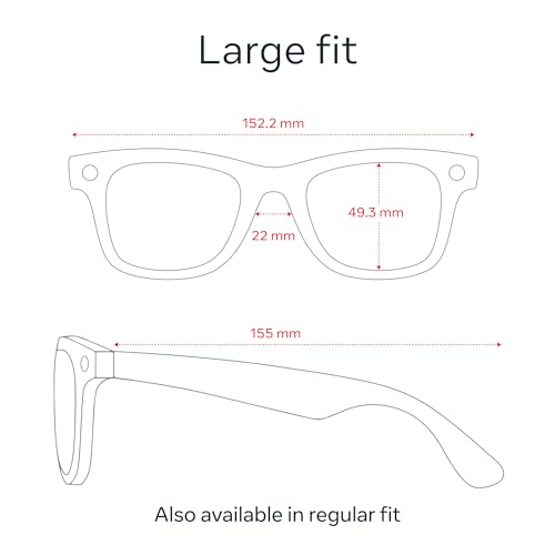 Meta Ray-Ban Smart Glasses, Wayfarer, Matte Black/Polarized Gradient Graphite, Large