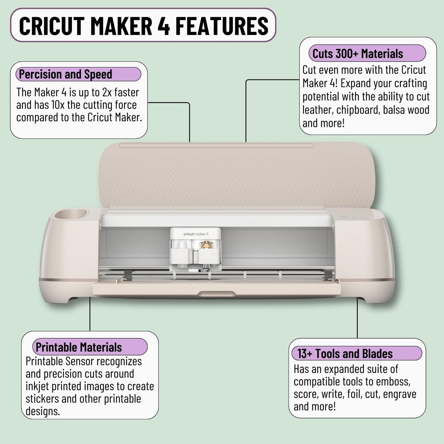 Cricut Maker 4 Cutting Machine with Rainbow Smart Vinyl Bundle - Electronic Craft Die-Cutting Machine with Variety Vinyl, Transfer Tape and Weeding Tools, Beginner Kit, Bluetooth Connectivity