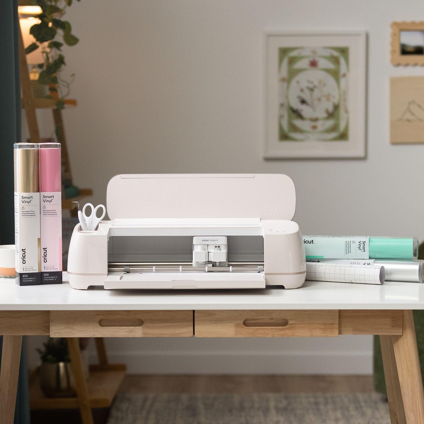 Cricut Maker 4 Cutting Machine with Rainbow Smart Vinyl Bundle - Electronic Craft Die-Cutting Machine with Variety Vinyl, Transfer Tape and Weeding Tools, Beginner Kit, Bluetooth Connectivity