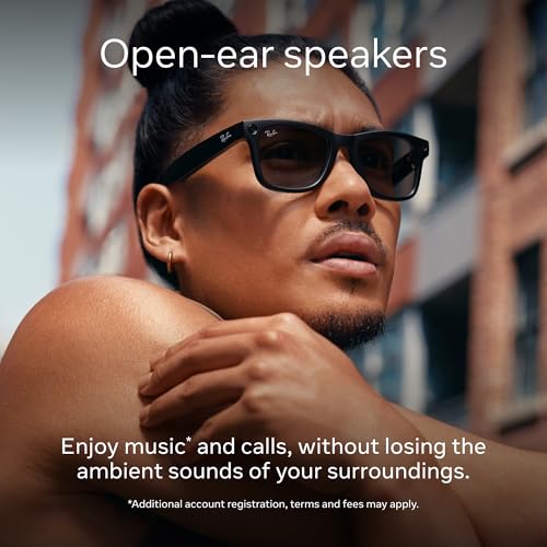 Meta Ray-Ban Smart Glasses, Wayfarer, Matte Black/Polarized Gradient Graphite, Large